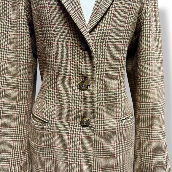 Vintage Jaclyn Smith Blazer 10 Classic Brown Tweed Faux Suede Trim Equestrian M - Picture 3 of 14